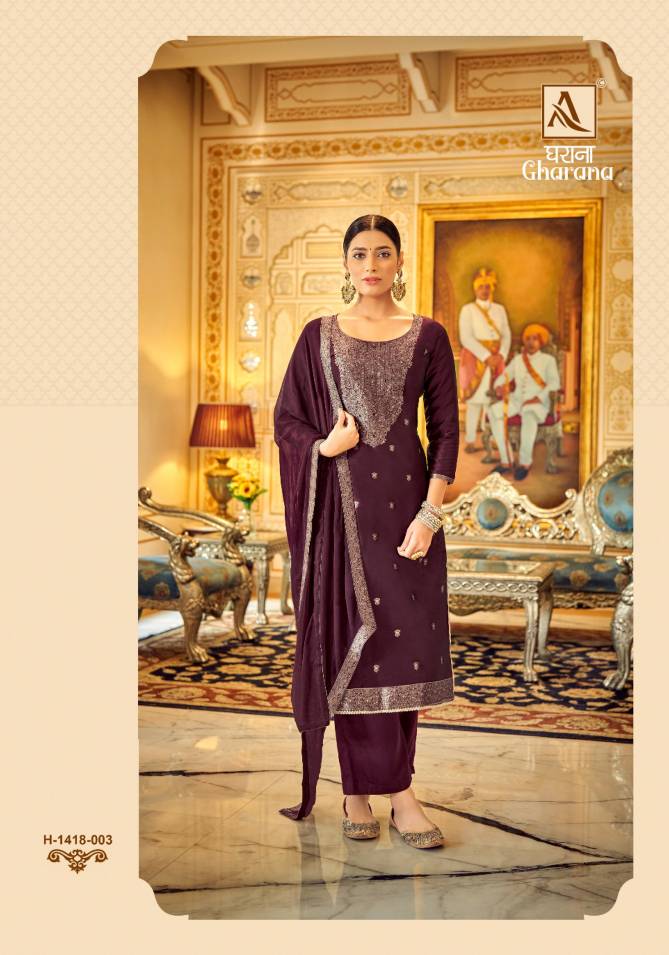Gharana By Alok Suit Dola Jacquard Designer Salwar Suits Catalog 
